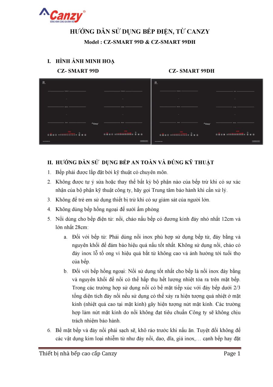 Bếp từ cao cấp Canzy CZ- SMART 99D