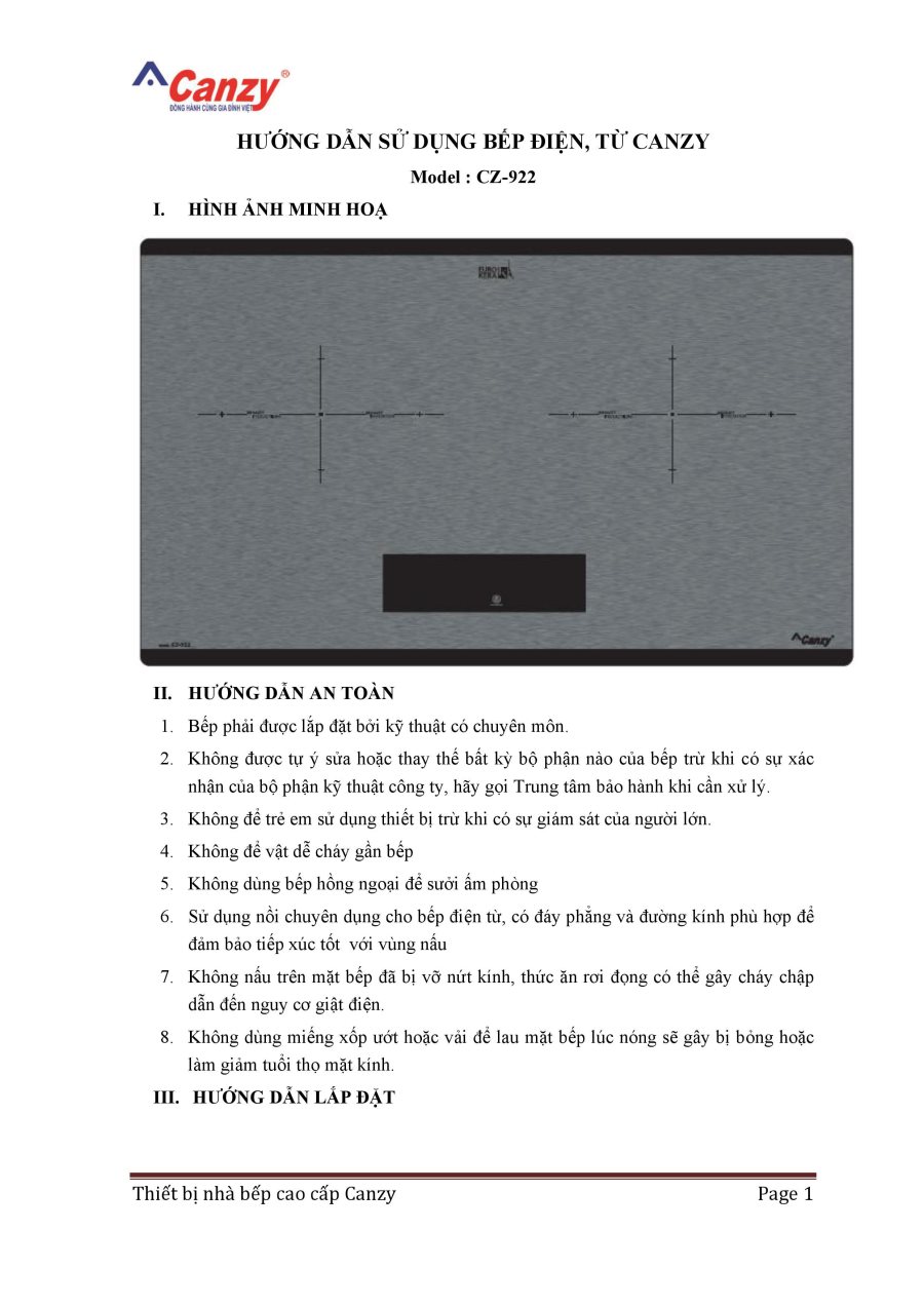 Bếp từ cao cấp Canzy CZ 922 New